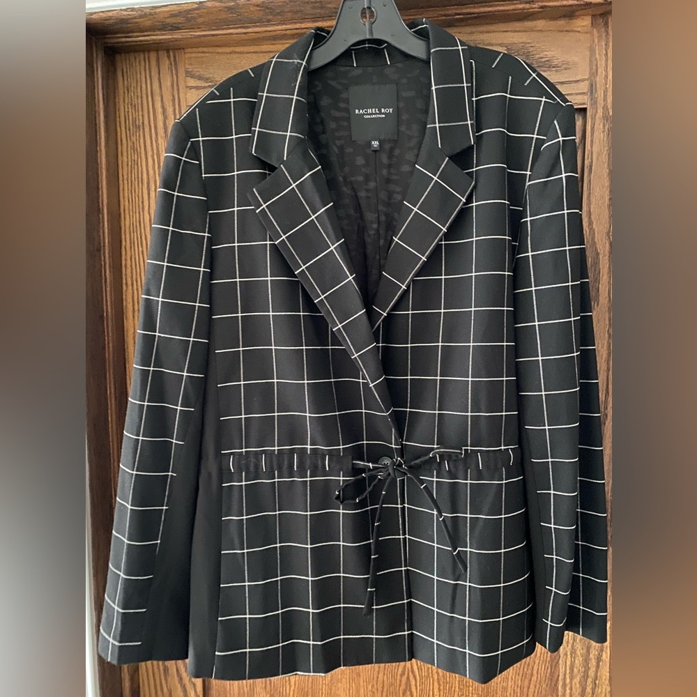 Rachel Roy Black Windowpane Jacket